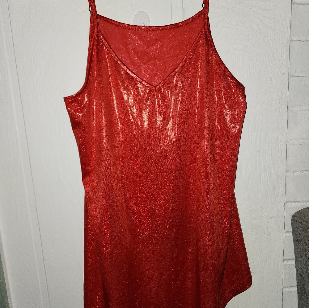 Vibrant red sparkle tank top